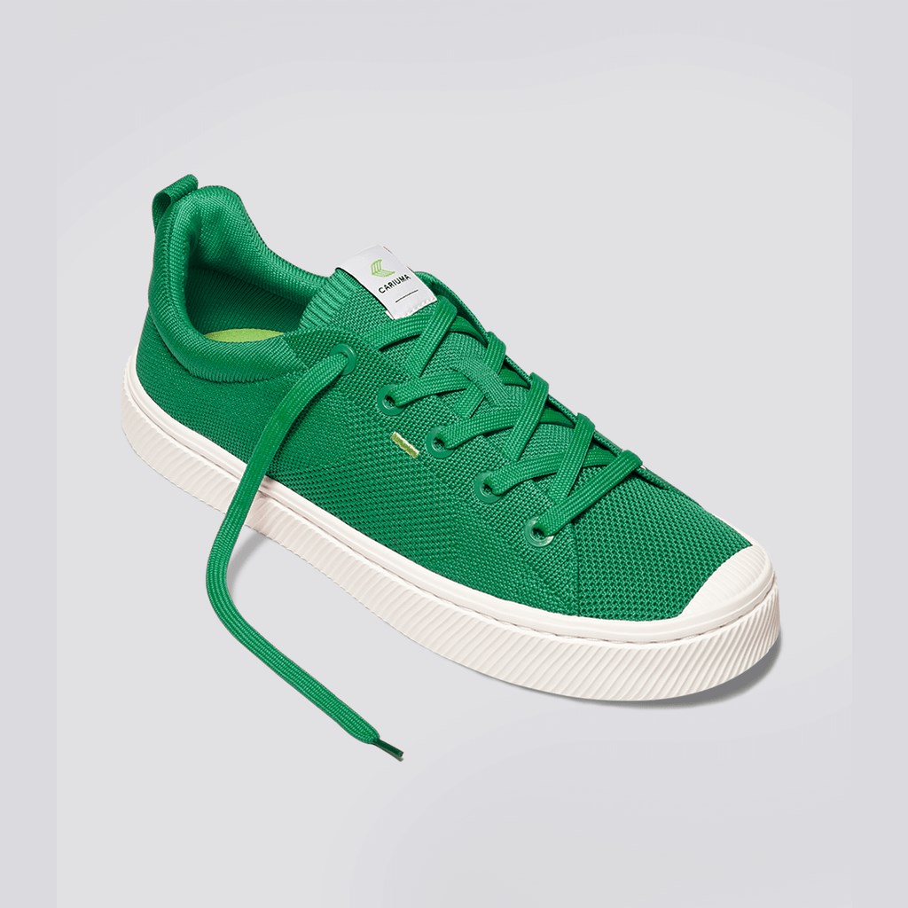 IBI Cariuma Low Top Bamboo Weave Knit Vegan Vert Homme | ZSG-6466569